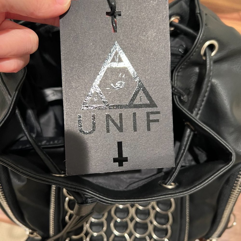 Rare UNIF x Candy Seeker O-Ring Backpack Black Vegan Leather - Picture 5 of 14